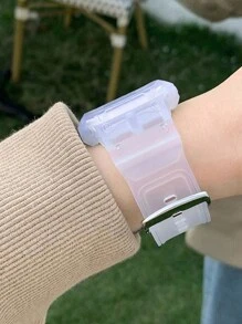 1条男女通用TPU运动一体式硅胶表带，绿色、黑色、白色可选，兼容表带38mm、40mm、41mm、42mm、44mm、45mm、49mm，适用于 Series Ultra 2、9/SE/8/7/6/5/4/3/2/1 - 無色 - 查看 5