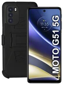 Heavy Duty Case With Clip For Moto G51 5G - Black - View 1