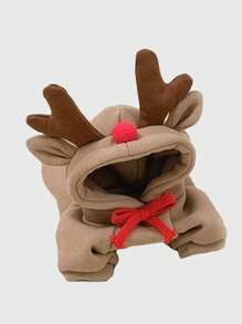 1 Peça Moletom Com Capuz Para Fantasia De Natal Para Cães E Gatos Pequenos E Médios (teddy, Poodle, Bulldog Francês, Etc.) - Caqui - Ver 3