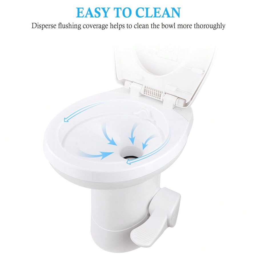 Gravity Flush Toilet RV Toilet Foot Pedal Flush HDPE 20" High Profile