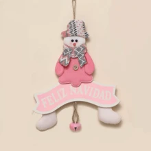 1入粉色雪人聖誕裝飾品,裝飾有鈴鐺的聖誕裝飾品和門廊標誌,適用於前門廊室內/戶外 - 雪人 - 查看 1