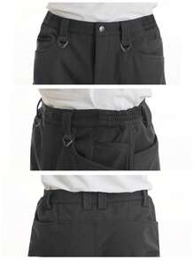 KEFITEVD Men's Soft Shell Cargo Pants For Outdoor Sports And Work Wear Resistant - Dark Grey - View 4