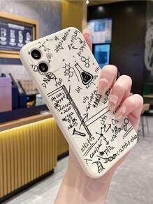 1pc Beige Phone Case With Chemical Formula Pattern, Compatible With iPhone/samsung/xiaomi/redmi/vivo/oppo A16 - Beige - View 4
