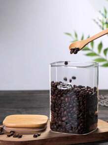 Japanese Square Glass Sealed Jar Coffee Bean Storage Jar Coffee Powder Sealed Bottle Tea Storage Jar Storage Jar - Clear - View 3