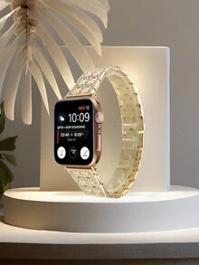 1 Dây đeo đồng hồ rực rỡ lấp lánh tương thích 1 PC 45mm 44mm 42mm 41mm 40mm 38mm 49mm với Vỏ nữ Ultra 2 1 Series 9 8 7 6 SE 5 4 3 2 1 kim cương giả Dây đeo đồng hồ kim loại thép không gỉ rực rỡ dành cho tôi đọc - Vàng - Xem 3