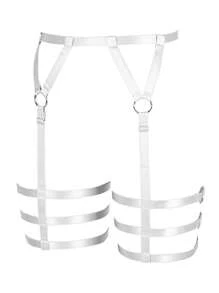 女性性感吊帶襪腰帶內衣 - 白色 - 查看 4