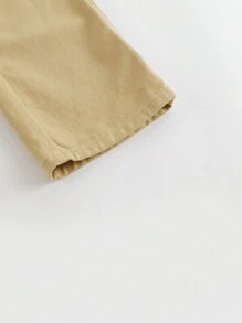 年輕女孩休閒時尚直腿牛仔褲,適用於秋季 - 卡其色 - 查看 4