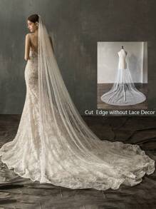 Faux Pearl Decor Bridal Veil Fall Clothes For Women - White - View 3