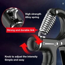 5-60KG Hand Gripper Adjustable Finger Heavy Exerciser Strength for Arm Wrist Muscle Strength Training Expander - Black - View 6