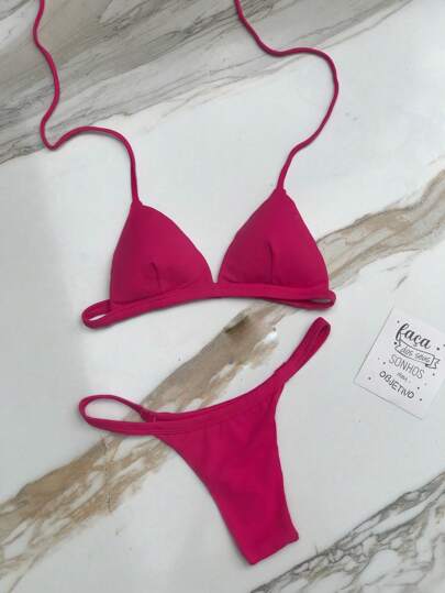 Biquíni Fita Fio Dental Rosa Pink Bojo Removível Marquinha