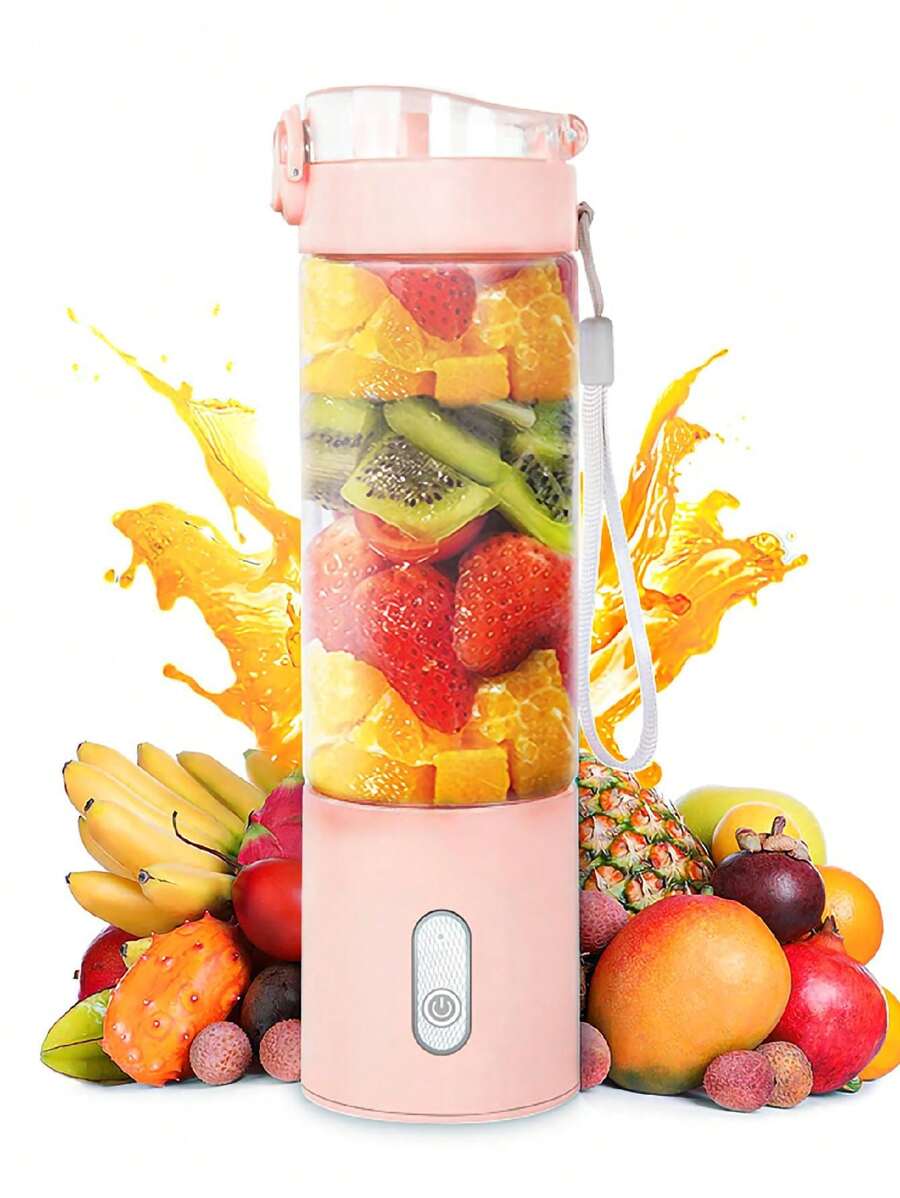 Mini Mixer Juicer Portátil 6 Lâminas - A580 - Rosa chiclete - Visão 1