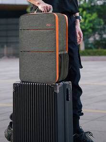 Mochila Para Laptop Delgada Y Expandible, Resistente Al Agua, Mochila De Viaje Compatible Con Todas Las Macbook Air/pro De 13-14 Pulgadas, Xps 13, Surface 13.5 " Y La Mayoría De Los Notebooks De 13-14 Pulgadas - Gris y naranja - Ver 5