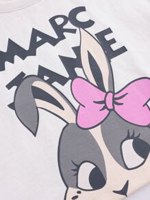 女小童卡通圖案T恤和網紗裙子套裝