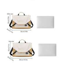 14英寸和15.6英寸防水涤纶笔记本电脑包，适用于办公室、旅行、派对，配有肩带和手柄，教室笔记本电脑包，教室包，教师储物包，教室整理包 - 紫色 - 查看 2