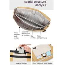 14英寸和15.6英寸防水涤纶笔记本电脑包，适用于办公室、旅行、派对，配有肩带和手柄，教室笔记本电脑包，教室包，教师储物包，教室整理包 - 紫色 - 查看 6