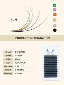 1盒yy眼睫毛擴展,yy類型自然容量睫毛擴展柔軟啞黑睫毛,專業睫毛師的yy睫毛擴展 - 黑色 - 查看 4