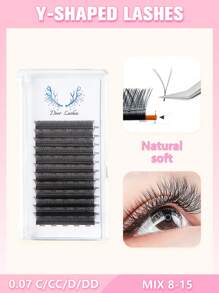 1盒yy眼睫毛擴展,yy類型自然容量睫毛擴展柔軟啞黑睫毛,專業睫毛師的yy睫毛擴展 - 黑色 - 查看 2