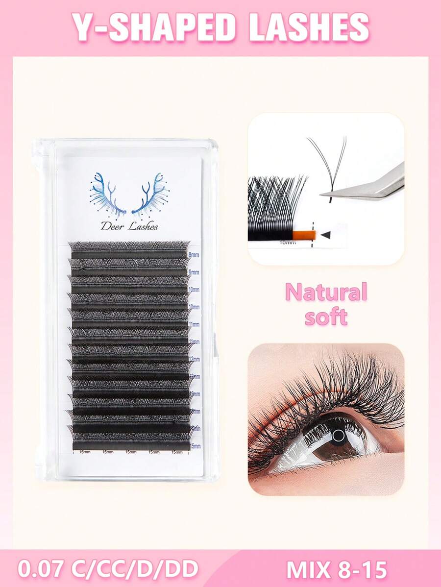 1盒yy眼睫毛擴展,yy類型自然容量睫毛擴展柔軟啞黑睫毛,專業睫毛師的yy睫毛擴展