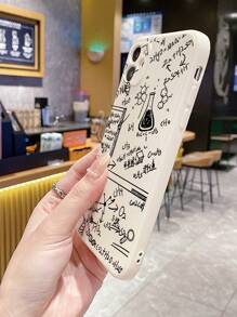 1pc Beige Phone Case With Chemical Formula Pattern, Compatible With iPhone/samsung/xiaomi/redmi/vivo/oppo A16 - Beige - View 5