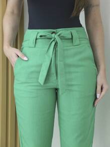 Women Pants - 綠色 - 查看 4