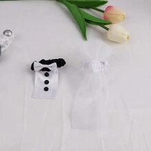 男女款婚禮咖啡杯套裝,時尚布質婚紗杯套,創意禮物,婚禮玻璃杯套