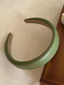 1pc Women's Solid Color Fashionable & Versatile Hairband With Green Satin Finish - Green - View 2