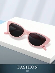 1pc Women's Fashionable Cat Eye Small Frame Fashion Glasses, Simple Streamline Design Decorative Glasses - Pink - View 2