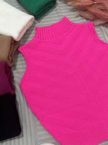 Women Knit Tops - Màu Hồng Tươi - Xem 2
