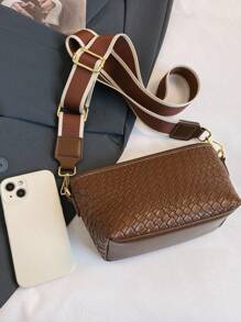 Broadband Crocodile Pattern Simple Fashionable Casual Versatile Large Capacity Crossbody Bag For School, Daily & Work - Brown - View 5