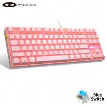 MageGee -Star 1pc Pink Mechanical Gaming Keyboard With Blue Switch Compact 87 Keys Wired LED White Backlit Computer Keyboard For Windows Laptop PC Gamer - Pink - View 2