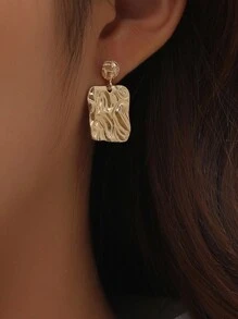 Textured Metal Drop Earrings