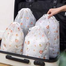 3pcs/Set Drawstring Closure Transparent Travel Storage Bags, Waterproof, Ideal For Wet Clothes/Towels/Toys Boot Bag Shoes Case Shoe Storage Box Shoes Organizer Accessories For Travel Vacation Cruise Summer Holiday Travelling Bag Travel Stuff Essentials For College Dorm Home School Hotal - White - View 2