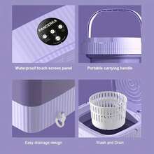 1入摺疊式2.64加侖大容量洗衣機,小型便攜式洗衣機,適用於露營、房車、旅遊、內衣、襪子洗衣機,小型衣物分離和清洗,適用於家庭使用