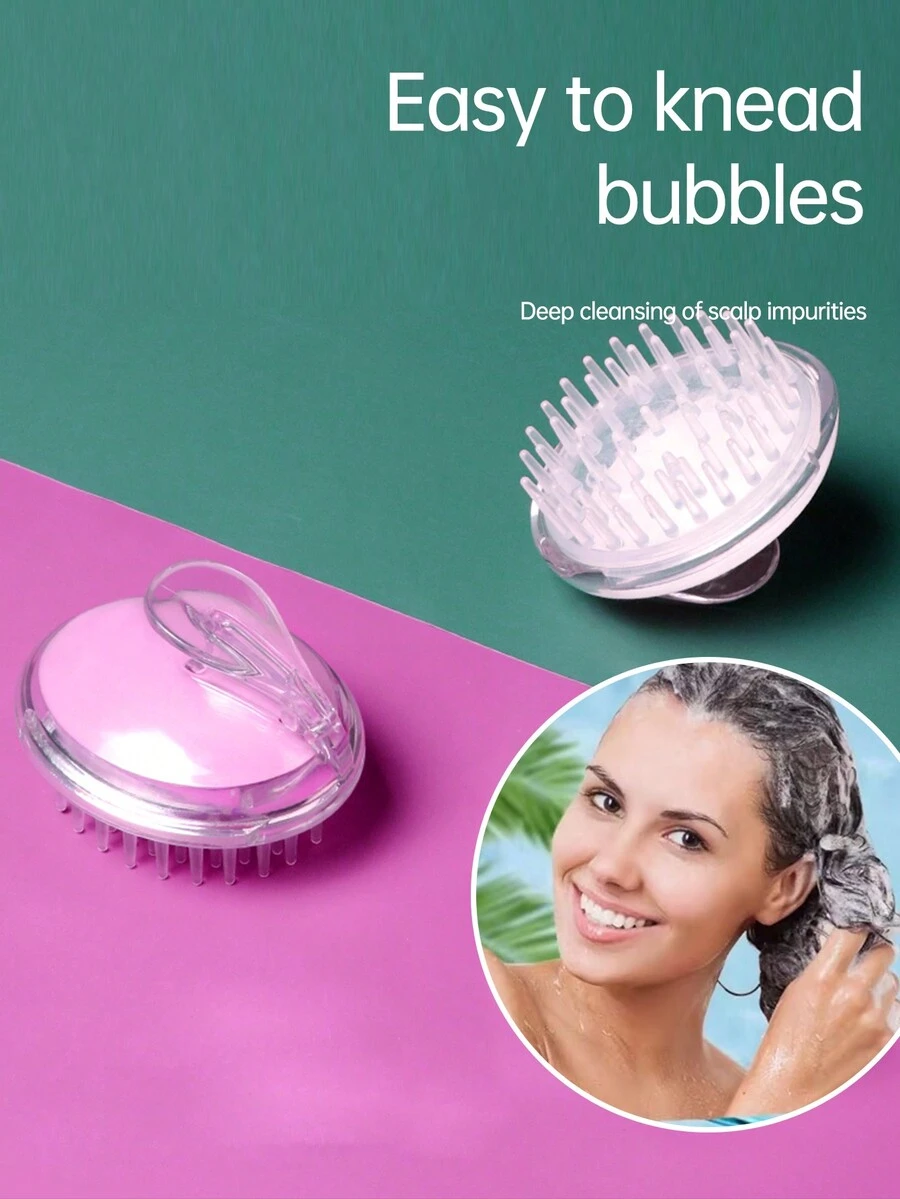 1 Miếng Tím Silicone Da đầu Làm sạch Bàn chải massage - Màu tím - Xem 1