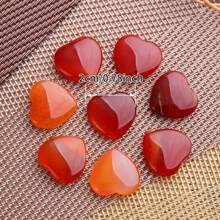 Xiacheng 1/5/10/20/50 件疗愈水晶红玉髓爱心形水晶减压解忧石脉轮精神平衡冥想礼物家居装饰 - 紅色 - 查看 2