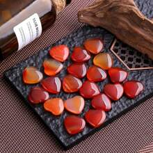 Xiacheng 1/5/10/20/50 件疗愈水晶红玉髓爱心形水晶减压解忧石脉轮精神平衡冥想礼物家居装饰 - 紅色 - 查看 3