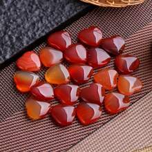 Xiacheng 1/5/10/20/50 件疗愈水晶红玉髓爱心形水晶减压解忧石脉轮精神平衡冥想礼物家居装饰 - 紅色 - 查看 1