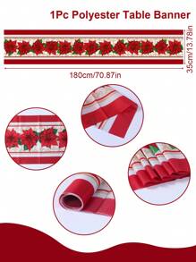 1入組聖誕長方桌布防水滌綸桌布擦拭乾淨桌布適用於假期廚房 - 彩色 - 查看 5