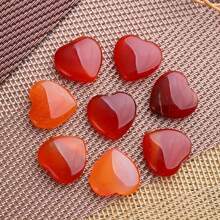 Xiacheng 1/5/10/20/50 件疗愈水晶红玉髓爱心形水晶减压解忧石脉轮精神平衡冥想礼物家居装饰 - 紅色 - 查看 4