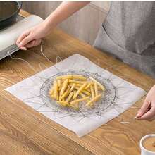 1pc Stainless Steel Foldable Fry Basket, Deep Fryer Rack, Strainer Net For French Fries, Fried Chicken, Cooking, Kitchen Tool - White - View 4