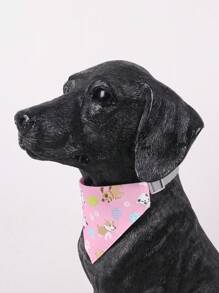 1條卡通圖案寵物三角巾連項圈和口水巾,室內外皆可使用 - 粉色 - 查看 3