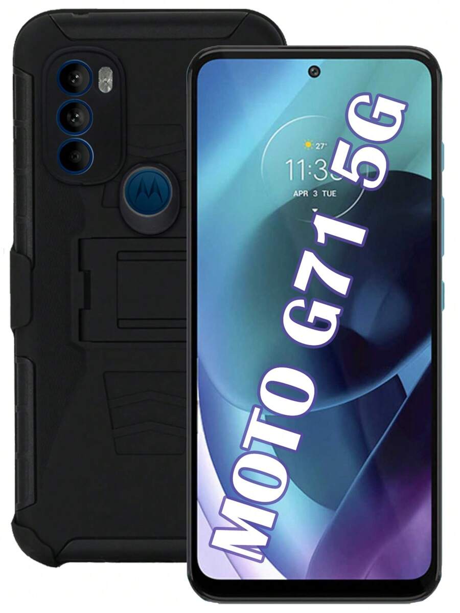 Funda Uso Rudo Con Clip Para Moto G71 5G - Negro - Ver 1