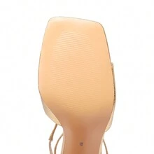 Women's Sandals Ankle Strap Open Round Toe Stiletto Heel Sandals - Vàng - Xem 5