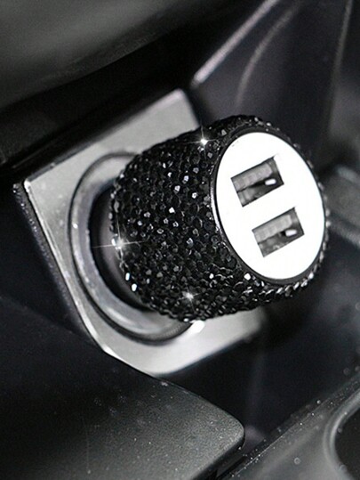 New Bling USB Car Charger Dual Port Fast Adapter Pink Car Decor Car Styling Diamond Car Accessories Interior For Woman