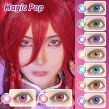 Lalens Magic Pop 玫瑰红彩色隐形眼镜，2 片装，直径 14.2 毫米，弧度 8.6 毫米，水凝胶 + 非离子材料，1 年更换周期，星泪闪耀动漫彩色隐形眼镜，日常佩戴 - 玫紅色 - 查看 8