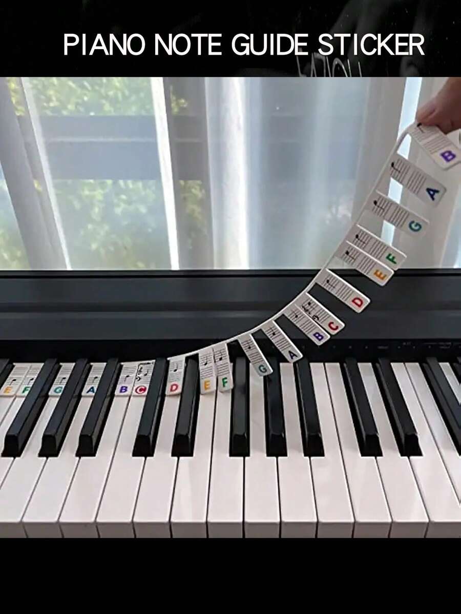 Beginner Piano Note Guide, Removable Piano Key Note Labels, 88 Full Size, Made Of Silicone, No Adhesive Needed, Reusable - Multicolor - View 1