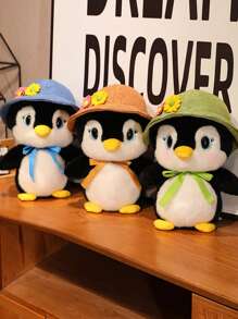 1只可愛的黃色企鵝毛絨玩具,戴著帽子,適合節日、禮品、公司年會和朋友的紀念品 - 黃色 - 查看 8