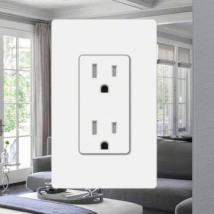 Contacto Tomacorriente Electrico Diseño Elegante Doble Enchufe - Blanco - Ver 1