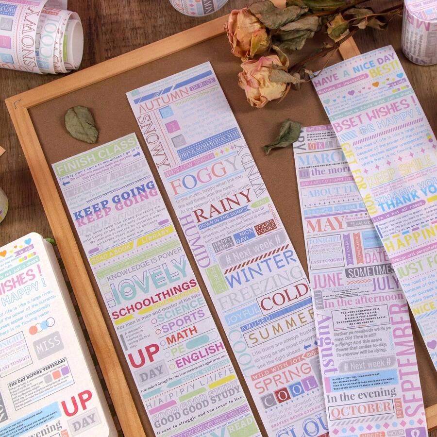 1 Băng dính phong cách cổ điển sáng tạo với màu sắc ngẫu nhiên có trích dẫn tiếng Anh, bài thơ, dòng phim hoặc câu châm ngôn, lý tưởng để trang trí tạp chí DIY - Nhiều màu - Xem 1