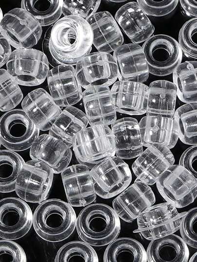 100pcs Large Hole Beads, Onion Powder Transparent Matte Barrel Beads, Plastic Horse Beads. Suitable For Braiding And Wigs, Bead Size Slightly Small., Head Accessories, Hair Accessories For Women, Hair Extension, Hair Piece, Hairpin